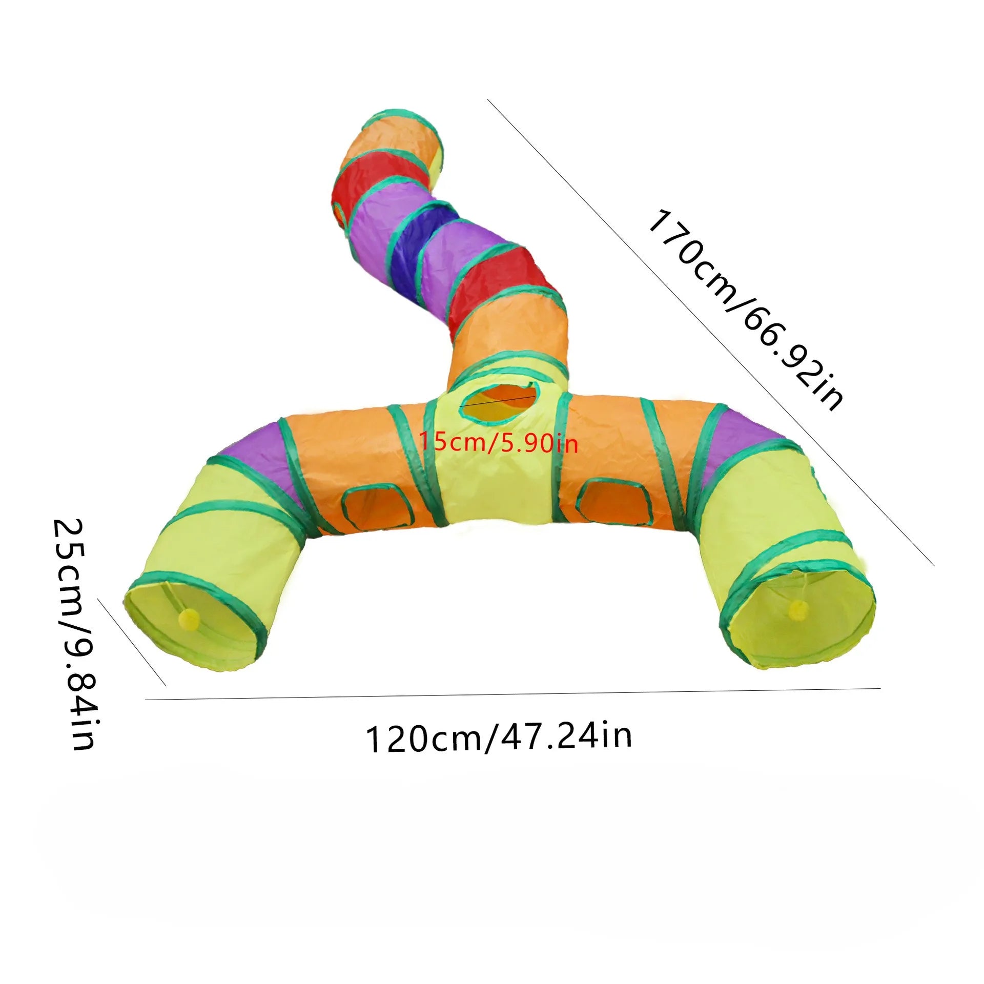 Pet Tunnel Multi Cat Interactive Rainbow Channel Large Multi Exit Foldable Cat Toy Drilling Cat Channel Durable Scratch and Bite