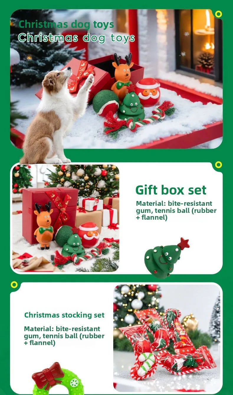 Christmas Pet Dog Toys Sound Elk Dog Bite Resistant Set Deer Crutches Bite Resistant Dog Christmas Gift Box Limited Edition