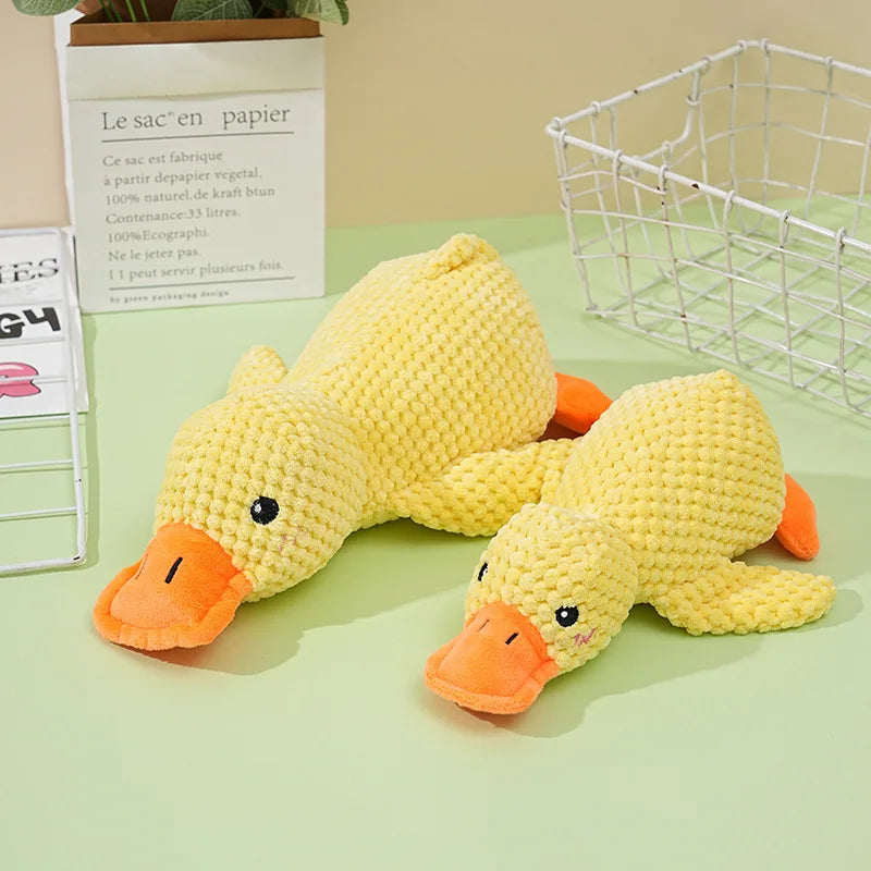 Dog Toys Plush Companion Sleeping Duck  for Small Large Dogs Bite Resistant Teeth Grinding Sound Relief Duck  Toy