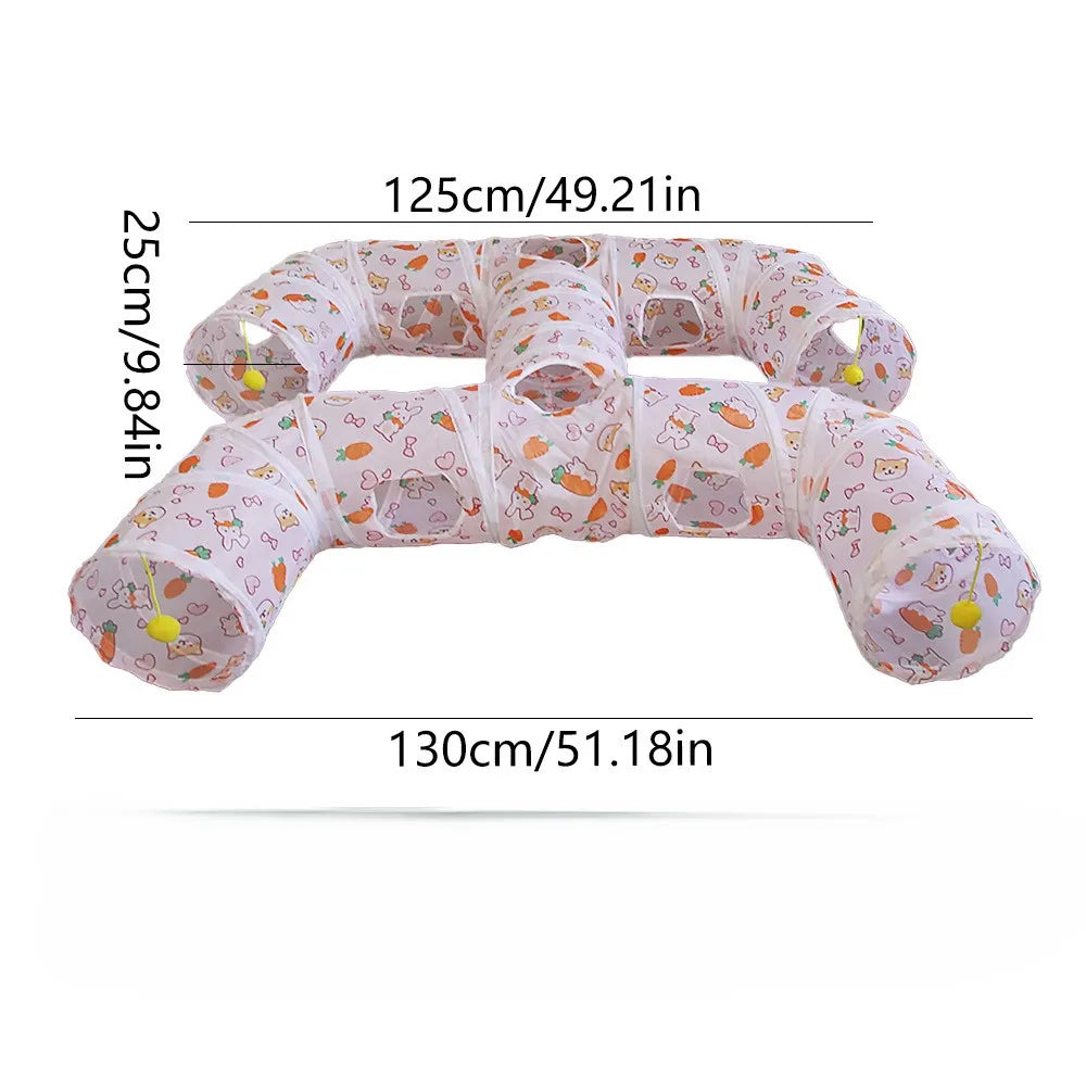 Cat Tunnel Portable Foldable Set Pet Rabbit Guinea Pig Tent Maze Channel Toy Dog Fence Pet Cage Large Space Multiple Gameplay