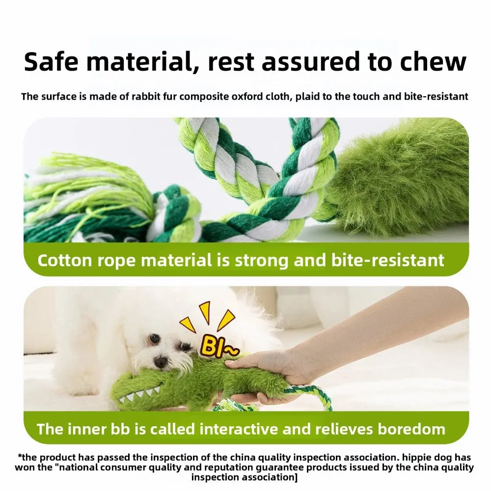 Plush Squeaky Dog Toys Human Pet Interactive Tug of War Knot Bite-resistant Pet Toys Outdoor Funny Crazy Zoo Plush Sound Toys