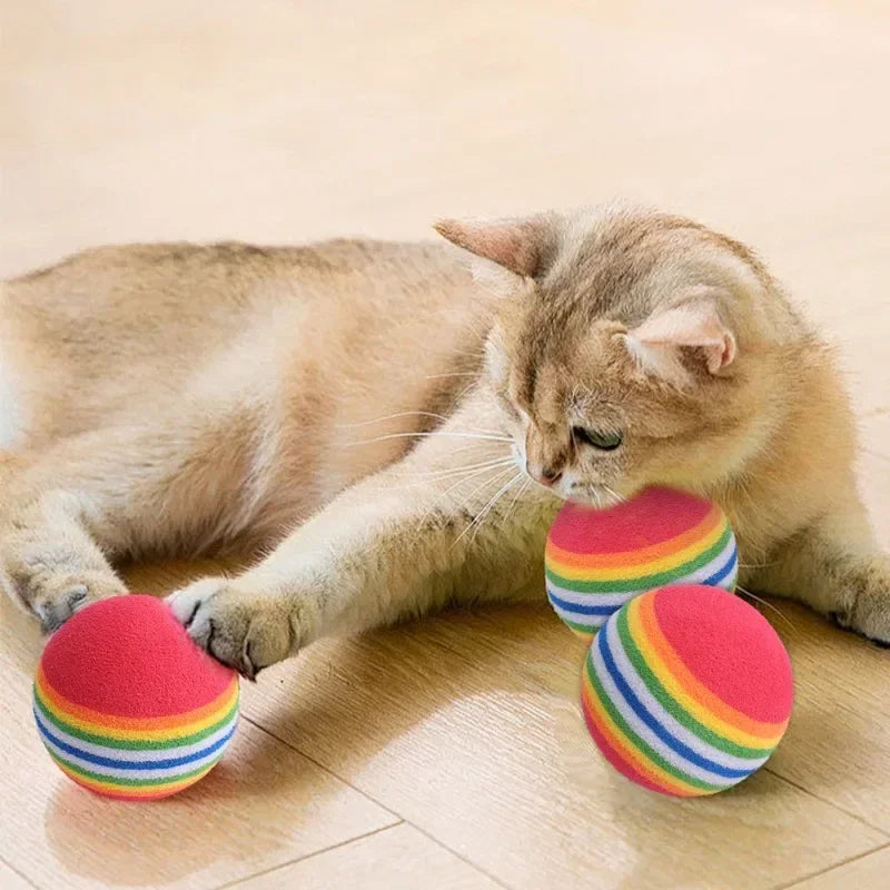 100/10PCS Pet Toy Balls Interactive Rainbow EVA Balls Cat Dog Training Toys Soft Automatic Jumping Balls Pet Playing Supplies