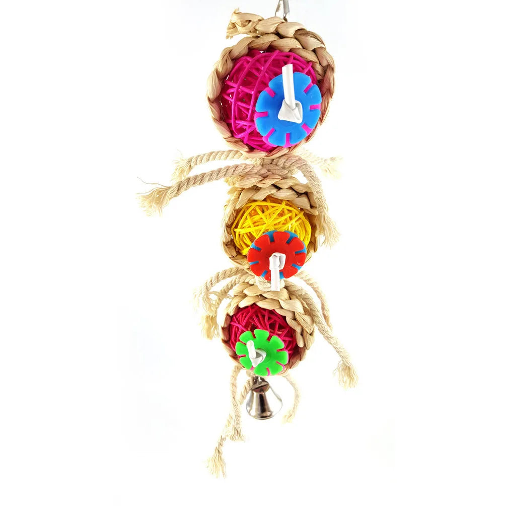 Bird Toys, Parrot Toys with Bells, Parrots Cage Chewing Toy Multicolored Bite Toys for Macaw Cockatoo Pet Birds Accessories