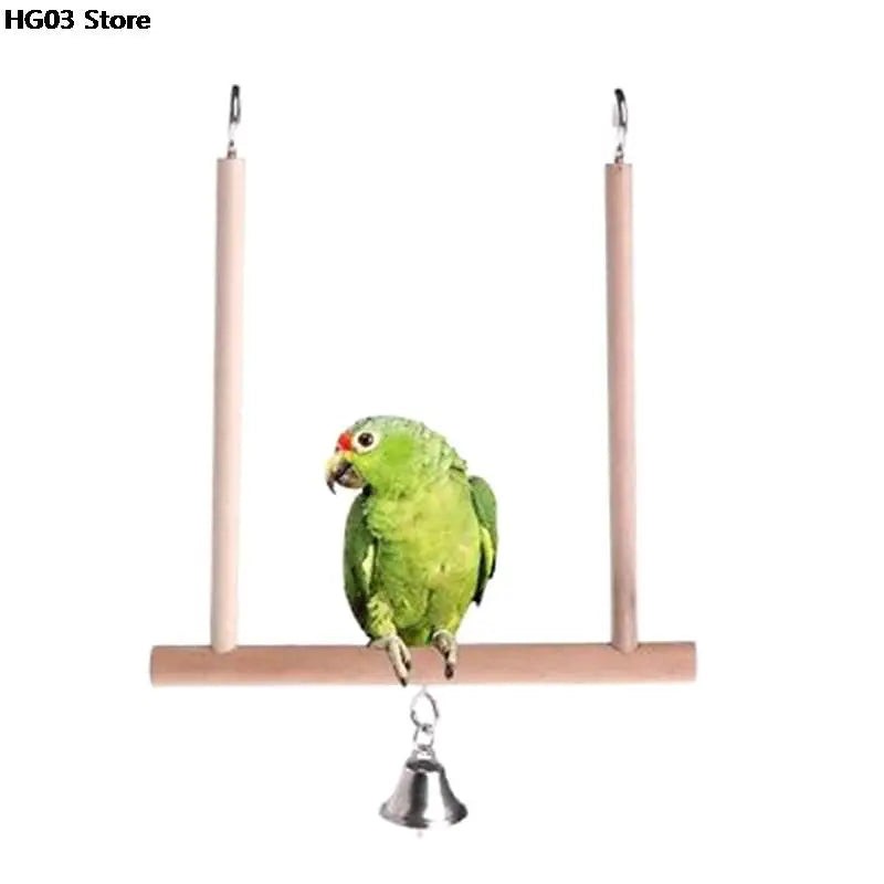 1PC Wooden Birds Cage Perch Cage Hanging Wood Birds Perch Parrot Toys Stand Holder Natural Wood Swing Pet Supplies