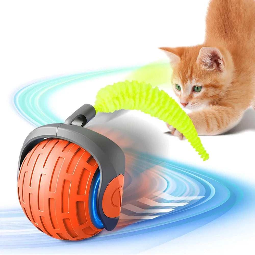 Speedy Tail 2.0 Interactive Cat Toy Balls Touch Motion Activated Rolling Ball with Type C Cord Tail for Indoor & Outdoor Cats