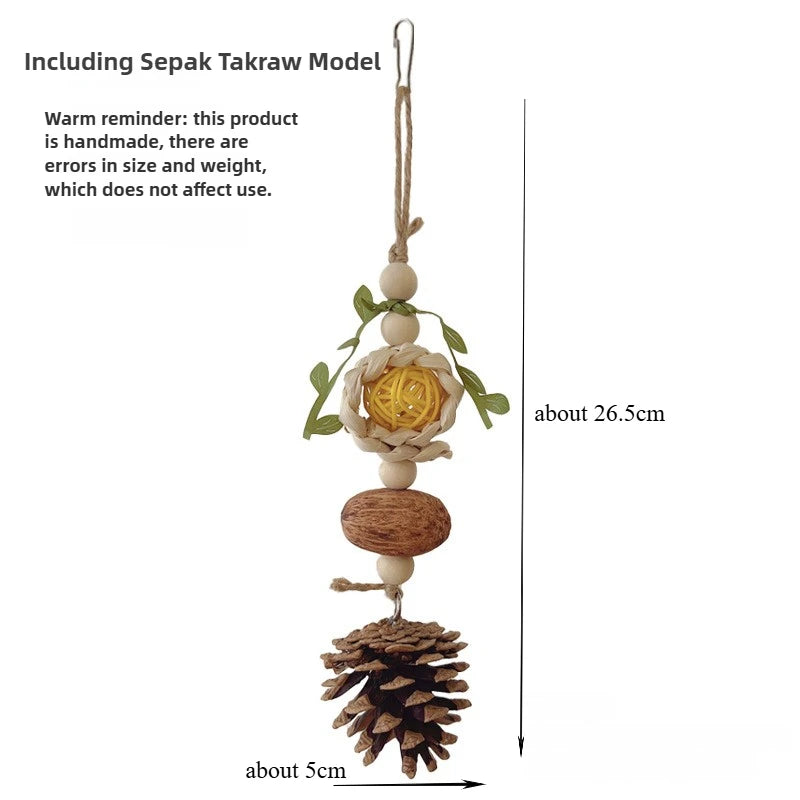 Bird Chewing Toy Funny Cotton Rope Pinecone Parrot Toys Bite Resistant Bird Tearing Toy Cockatiels Training Cage Toys For Pets