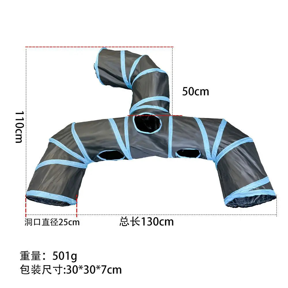 Pet Tunnel Multi Cat Interactive Rainbow Channel Large Multi Exit Foldable Cat Toy Drilling Cat Channel Durable Scratch and Bite