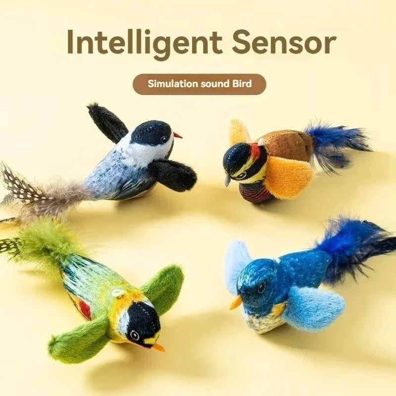 1PC Simulation Bird Interactive Plush Bird Cat Toys With Realistic Sounds Cat Chew Bite Plush Toys Pet Cat Supplies