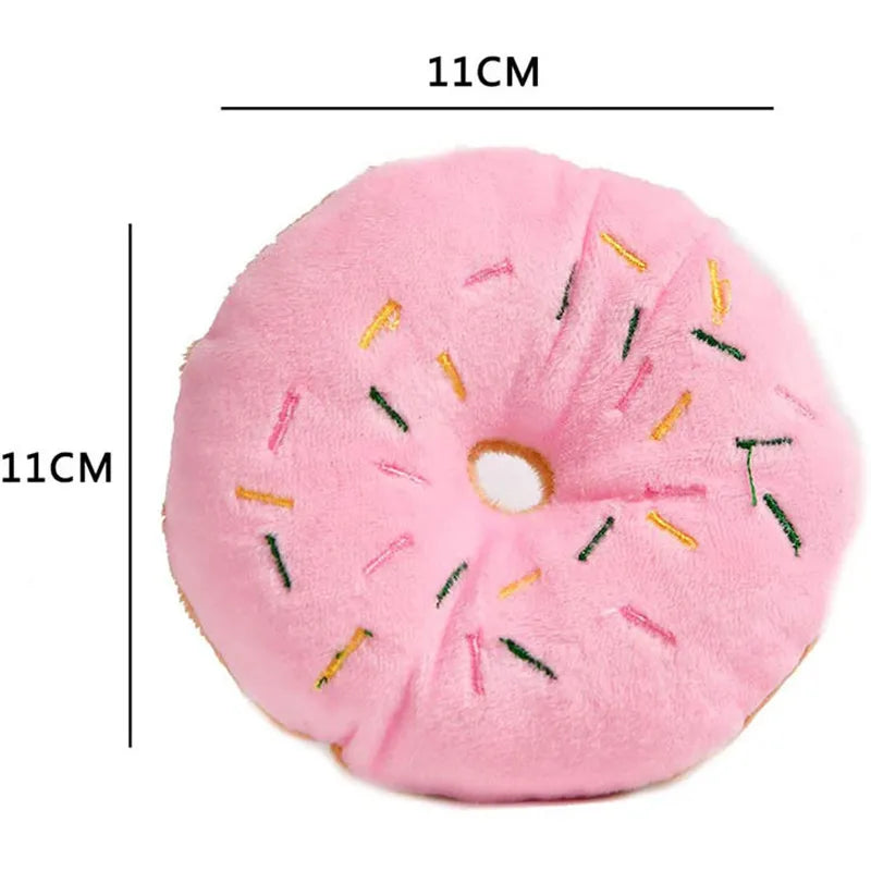 Soft Dog Donuts Plush Pet Dog Toys For Dogs Chew Toy Cute Puppy Squeaker Sound Toys Funny Puppy Small Medium Dog Interactive Toy
