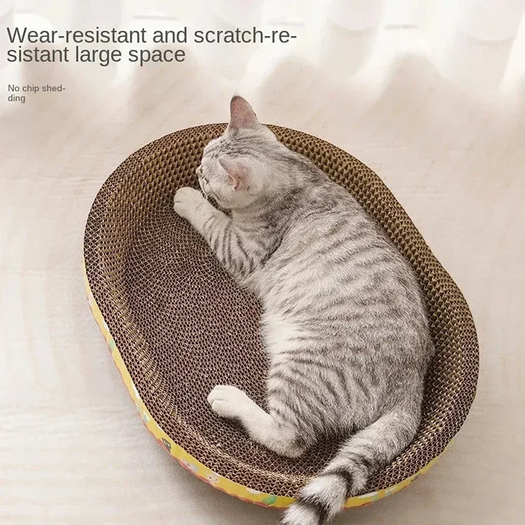 Fun Cat Scratching Board Protect Furniture Grinding Claw Toys Oval Corrugated Paper Wear-resistant Cat Nest Cat Accessories