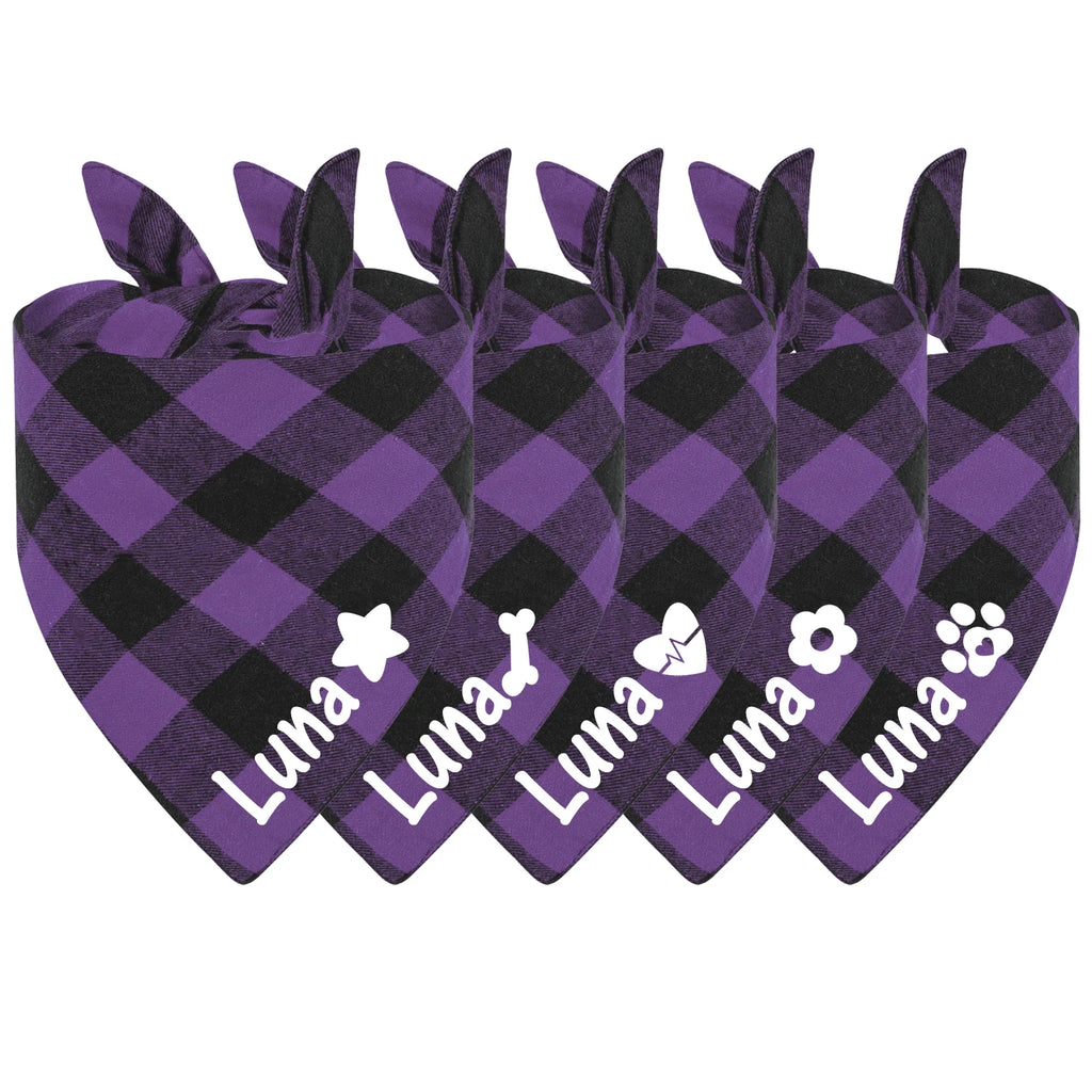 Custom Personalized Dog Bandanas Large Pet Scarf Pet Cotton Plaid Washable Collar Cat Dog Scarf Large Dog Accessories Kerchief