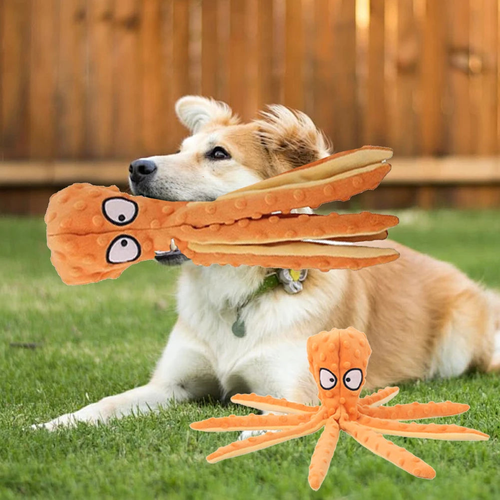 2 Pcs Octopus Shell Voice Toy Intelligent Dogs Chew Toys No Stuffing Squeaky Plush Smart Toys Bite Resist for Small Medium Dogs