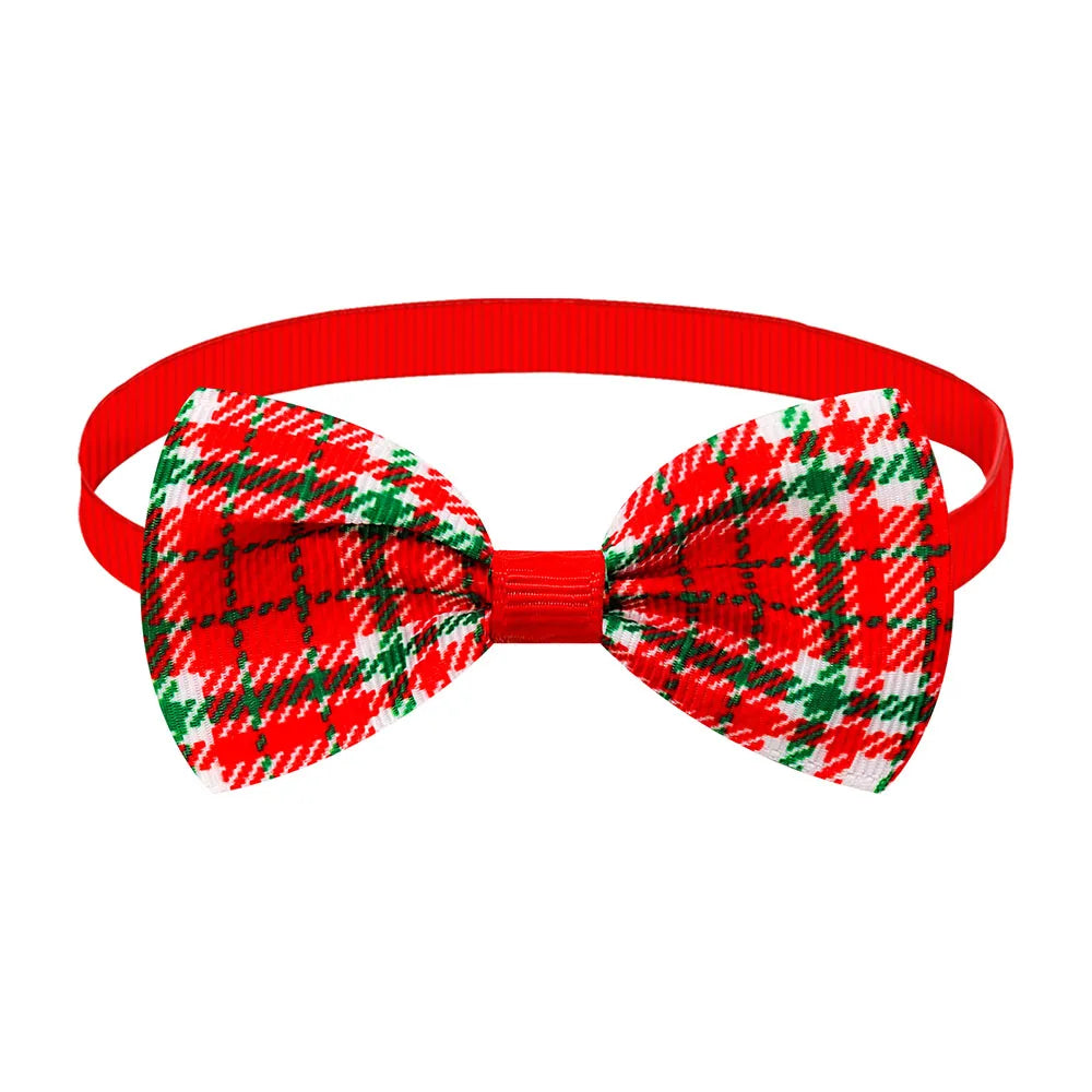 10/30PCS Plaid Pet Cat Dog Bowtie Christmas Puppy Bowties for Adjustable Pet Dog Necktie Collar Dog Accessories for Small Dogs