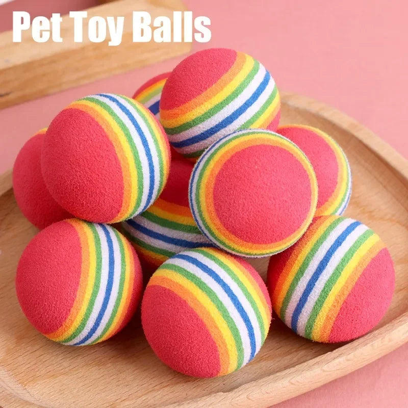 100/10PCS Pet Toy Balls Interactive Rainbow EVA Balls Cat Dog Training Toys Soft Automatic Jumping Balls Pet Playing Supplies