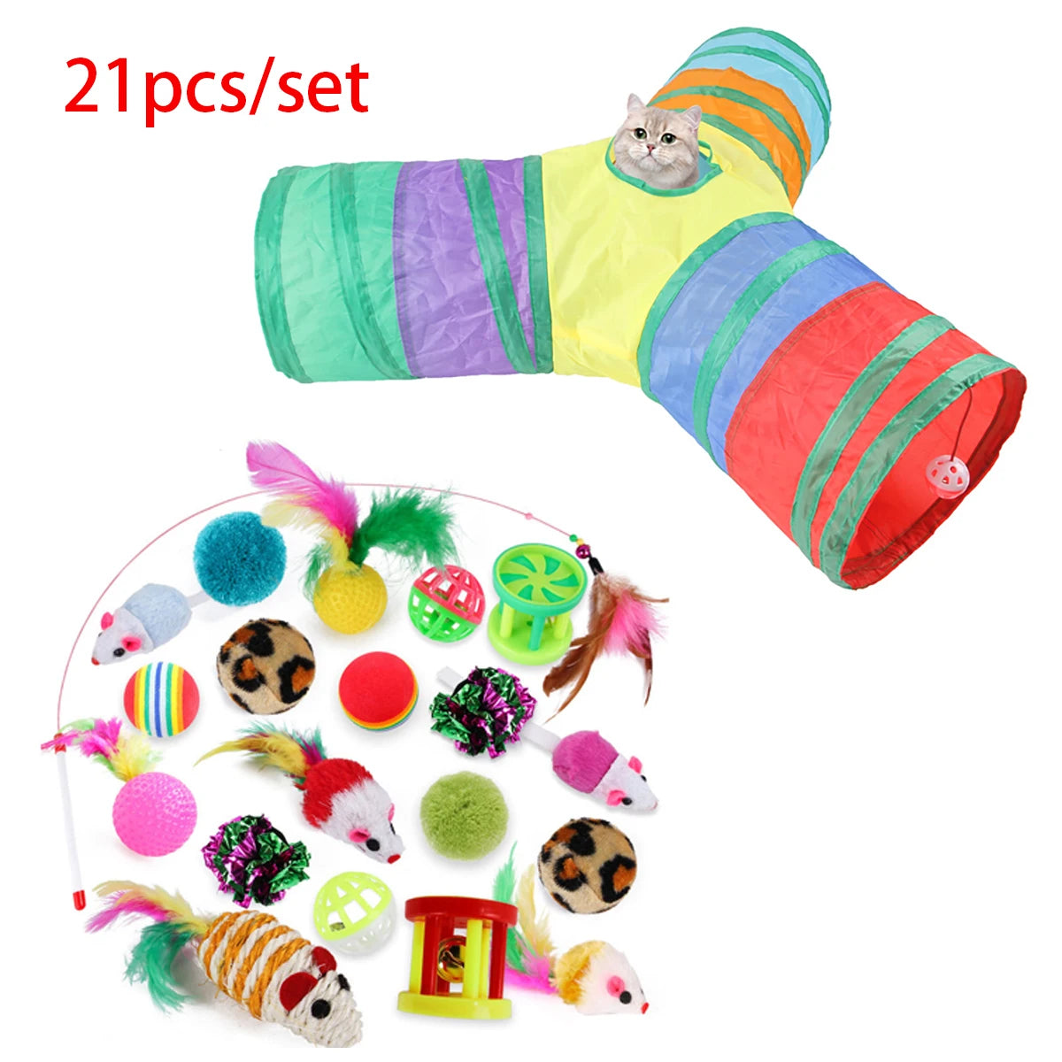 Cat Kitten Toys Variety Pack Pet Cat Toys Combination Set Cat Toy Funny Cat Stick Sisal Mouse Bell Ball Cat Supplies