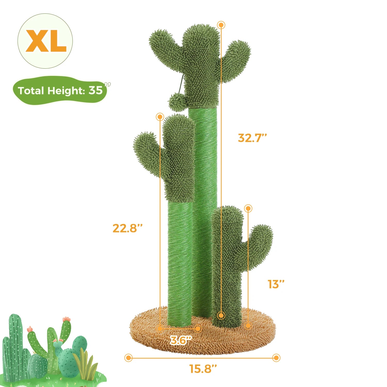Cactus Cat Tree Small Cat Tower with Spacious Condo,Cozy Hammock,Dangling Ball,Scratching Post Cat Accessories for Indoor Cats