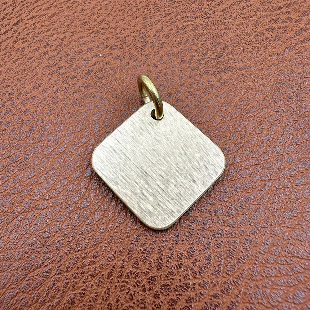Square Brass Dogs Tag Customized Pet ID Tags Engraving Puppy Anti-lost Collars Tag Dog Cat Name Pets Dog Accessories Supplies