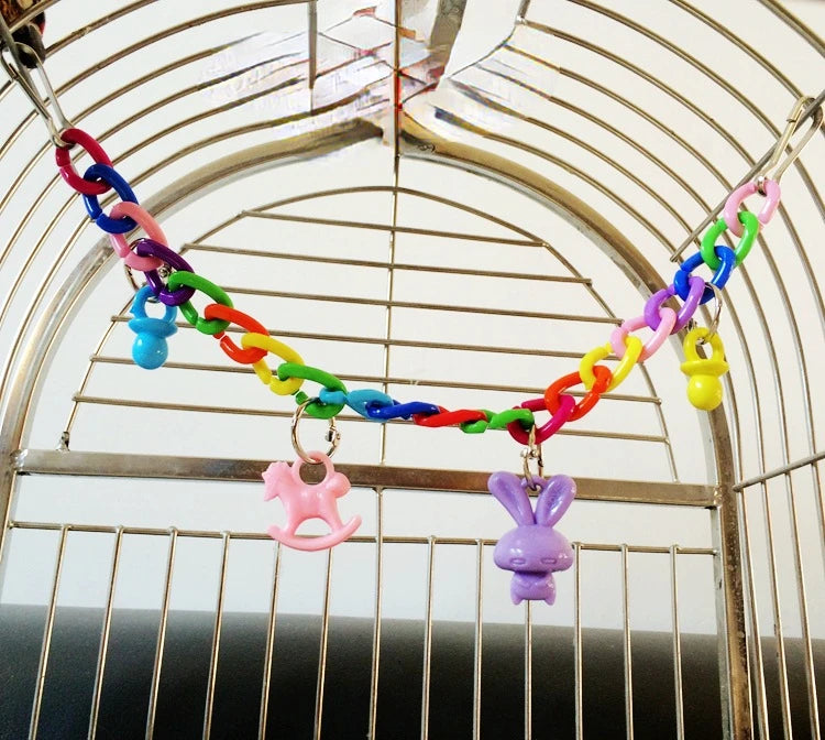 Big Parrot Pet Supplies Toy Parrot Toys Colorful Acrylic Bridge Cage Bird Funny Hanging Accessories Swing Toy Chain Exercise 앵무새
