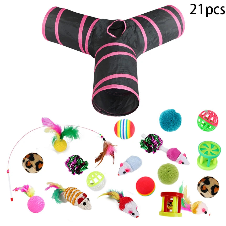 Cat Kitten Toys Variety Pack Pet Cat Toys Combination Set Cat Toy Funny Cat Stick Sisal Mouse Bell Ball Cat Supplies