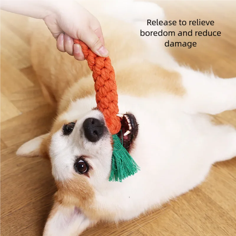 Chew Toys for Small Dogs Cleaning Teeth Dog Toys Bite Resistant Pet Dog Puppy Carrot Cotton Rope Pet Playing Toy Accessories