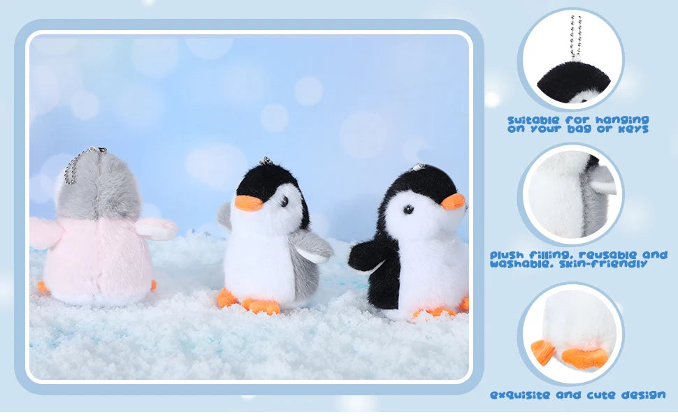 9-96Pcs Mini Stuffed Animal Penguin Plush Hanging Penguin Toys Small Penguin Keychain Valentine Stocking Stuffs Birthday Gifts