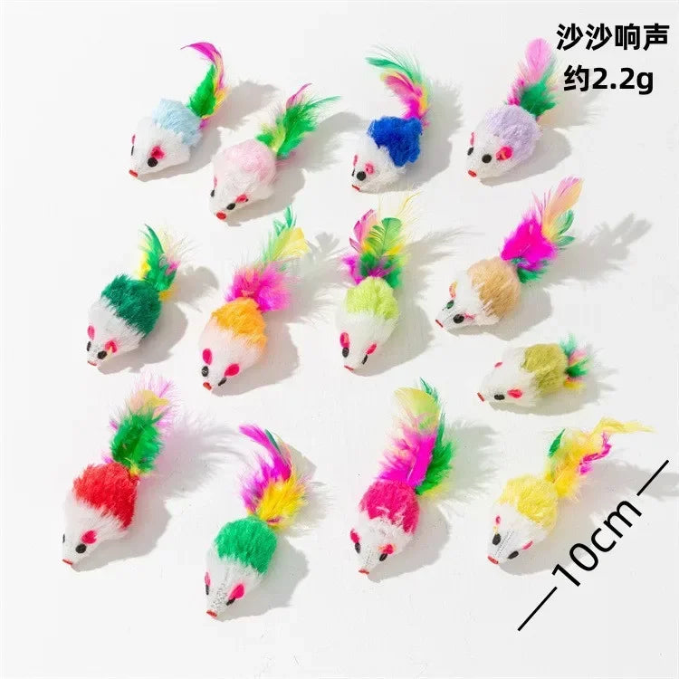5pcs Rattle Cat Mouse Toys Also Prefilled Catnip Faux Fur Cat Mice Toys Interactive Cat Game Catnip Toys for Indoor Cats toy