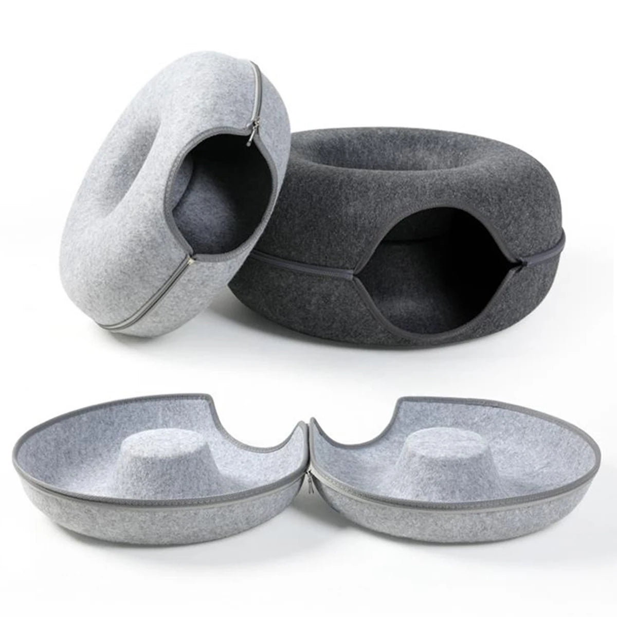 B-Tunnel Donut Cat Bed Interactive Tunnel Pet Felt Indoor Toys Cats House Kitten Training Toy Cat Kennel Cat Accessories