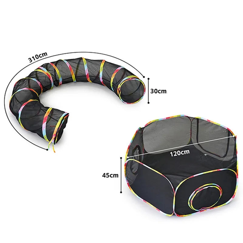 Cat Tunnel Portable Foldable Set Pet Rabbit Guinea Pig Tent Maze Channel Toy Dog Fence Pet Cage Large Space Multiple Gameplay