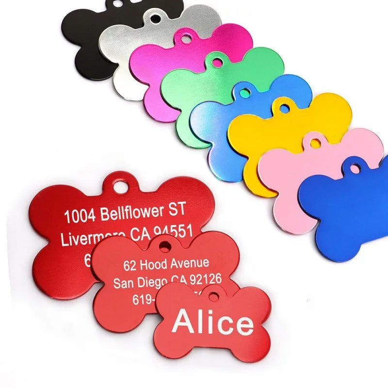 Personalized Dog Tag Bone Shaped Pet Id Tag Free Engraved Kitten Puppy Anti-Lost Dog Name Keychain Dog Accessories Cat Pendant