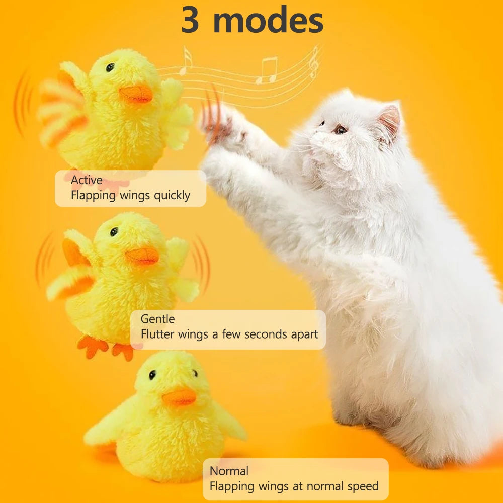 Cat Toys Rechargeable Flapping Duck Lifelike Quacking Sound, Touch Activated Kitten Plush Toy Interactive Cat Exercise Toys