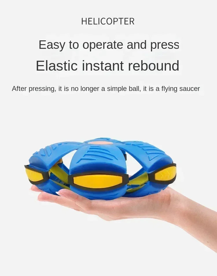 Dog Toys Outdoor Fun Toys Boy Girls Flying Saucer Ball Magic Deformation UFO with NO Led Light Flying Toys Decompression Gift