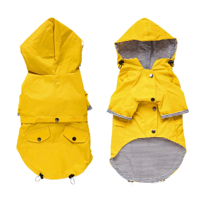 Pet Dog Yellow Raincoat with Pockets PU French Bulldog Clothes for Small Dogs Waterproof Puppy Coat Dog Jacket Dog Accessories