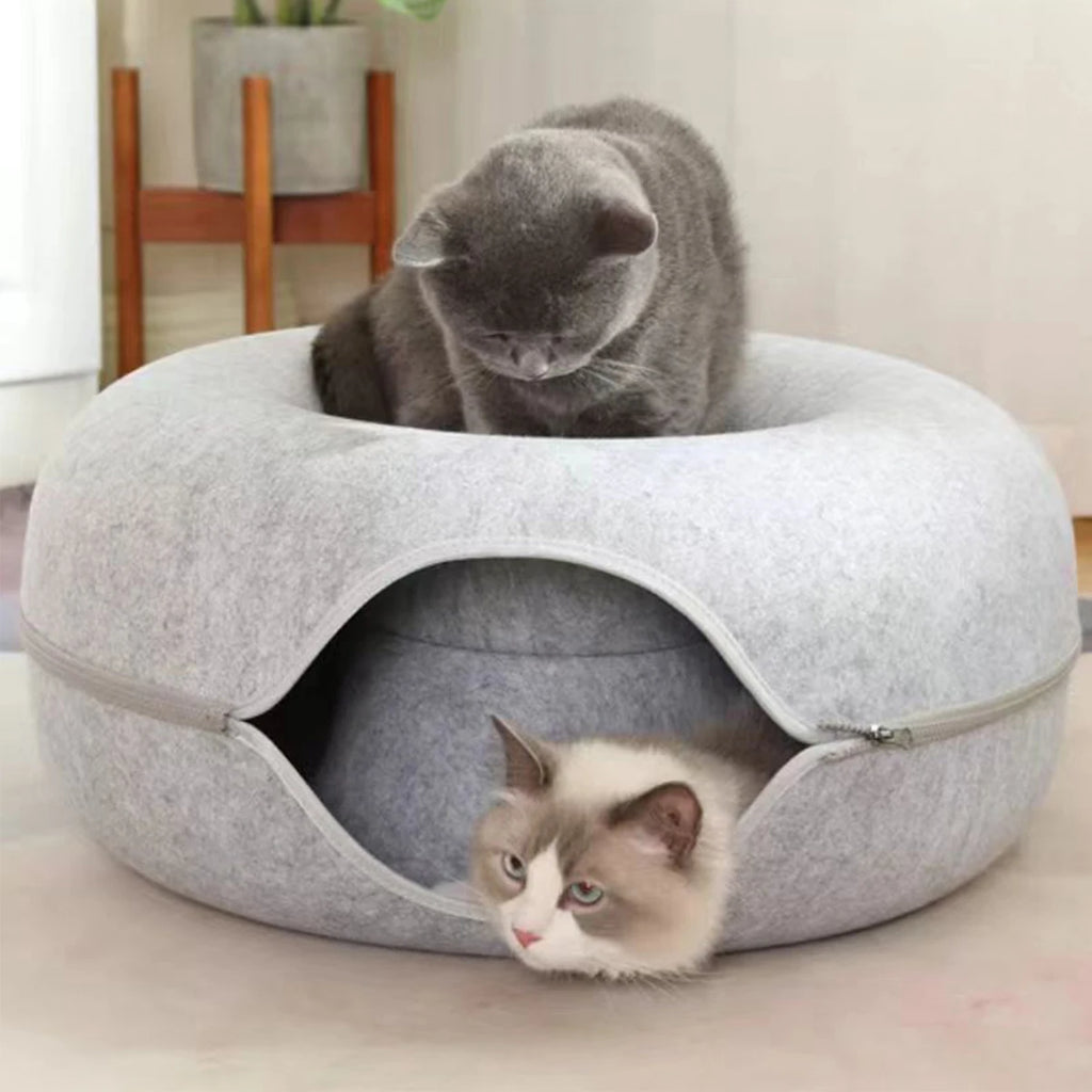 B-Tunnel Donut Cat Bed Interactive Tunnel Pet Felt Indoor Toys Cats House Kitten Training Toy Cat Kennel Cat Accessories