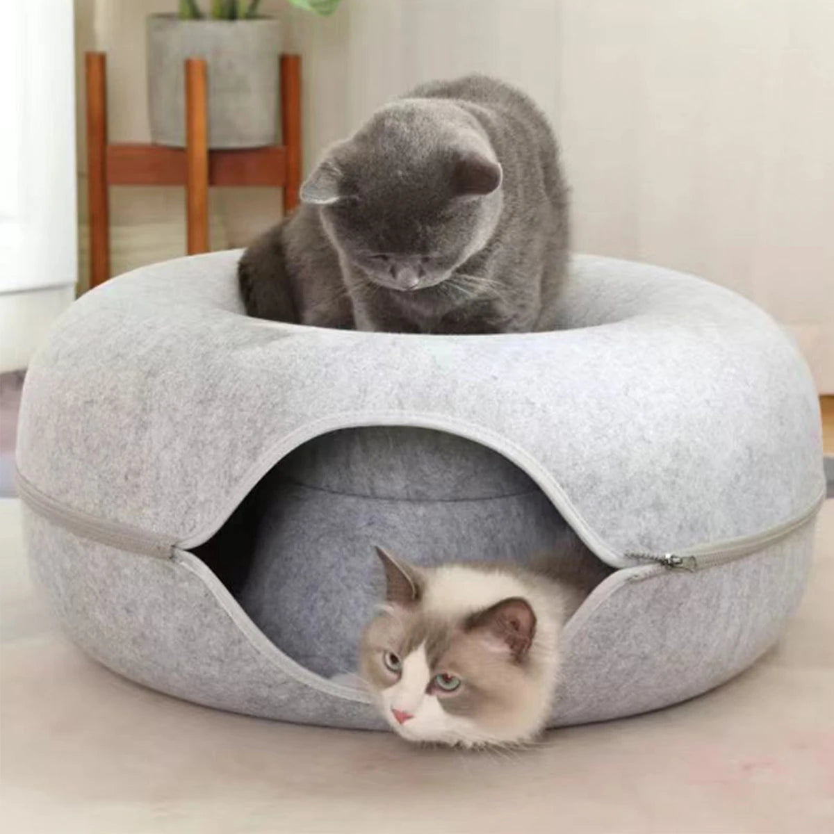 B-Tunnel Donut Cat Bed Interactive Tunnel Pet Felt Indoor Toys Cats House Kitten Training Toy Cat Kennel Cat Accessories