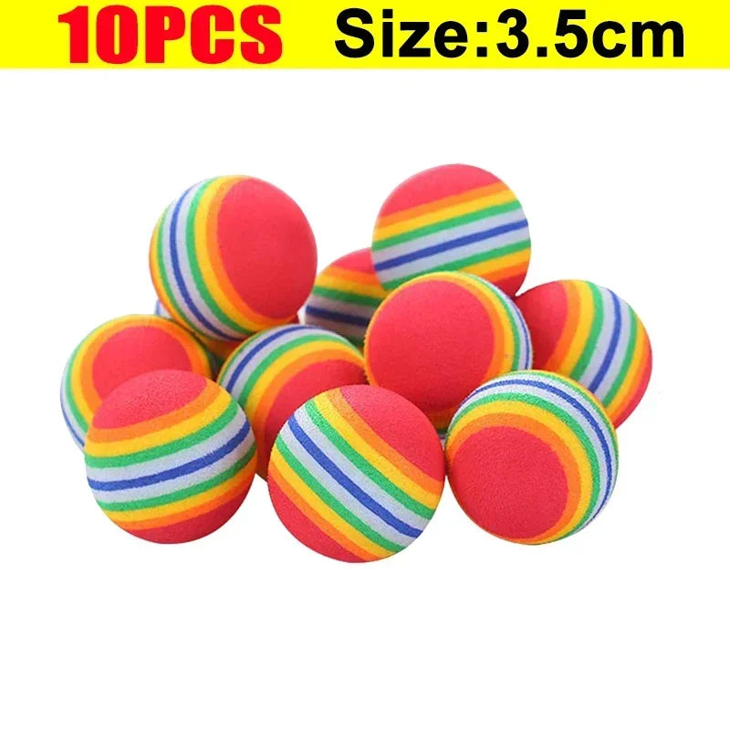 100/10PCS Pet Toy Balls Interactive Rainbow EVA Balls Cat Dog Training Toys Soft Automatic Jumping Balls Pet Playing Supplies