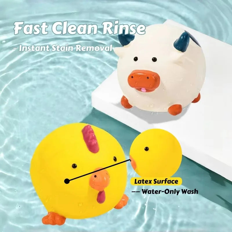 1/3 PCS Farm Animal Squeaky Chew Toys – Latex Pig/Chicken/Cow Shapes with Dental Ridges Dog Toys for Small Dogs