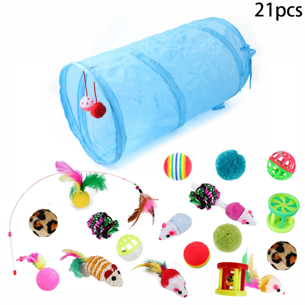 Cat Kitten Toys Variety Pack Pet Cat Toys Combination Set Cat Toy Funny Cat Stick Sisal Mouse Bell Ball Cat Supplies