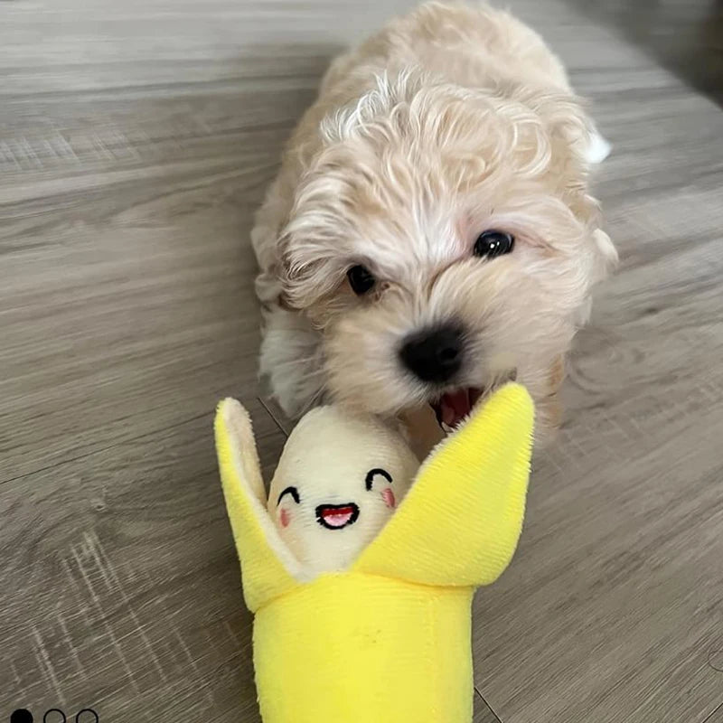 Dog toys 7-piece set of puppy voice toys plush pet chewing plush fruit snacks and vegetables puppy toys