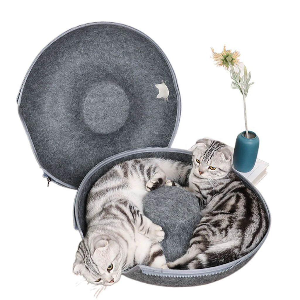 B-Tunnel Donut Cat Bed Interactive Tunnel Pet Felt Indoor Toys Cats House Kitten Training Toy Cat Kennel Cat Accessories