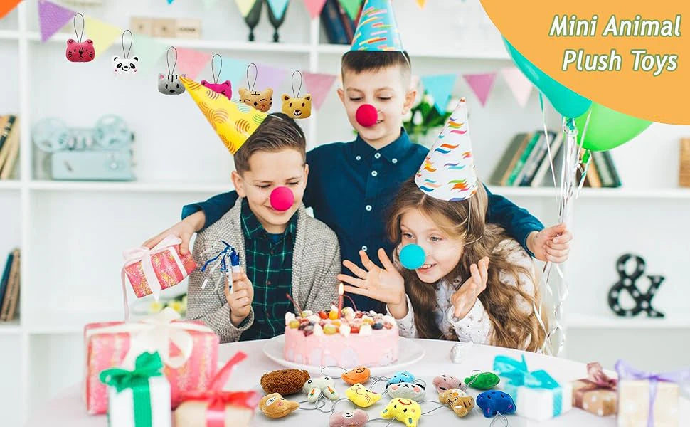 24-100Pcs Mini Animal Plush Toys Set Cute Small Animal Stuffed Toy Keychain for Party Favors for Goody Bag Easter Egg Stuffers