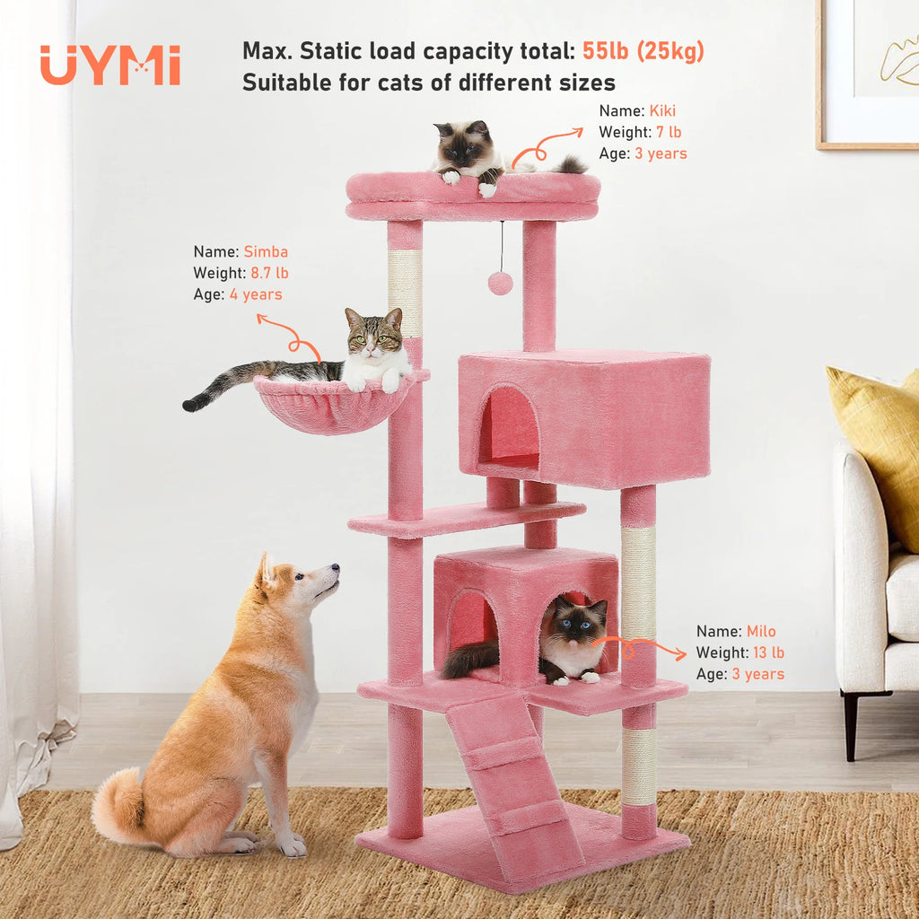 Multi-Level Cat Tree Tower with Scratching Post, Cozy Hammock, Top Perch, Large Cat Condo for Indoor, Cat Accessories, Cat Toys