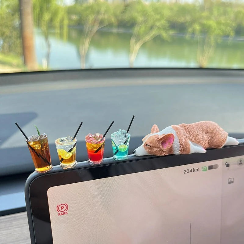 Car Dashboard Dog Toys Accessories Decorate Exquisite Mini Corgi Resin Doll Ornament Auto Interior Cute Puppy Gift Decorations