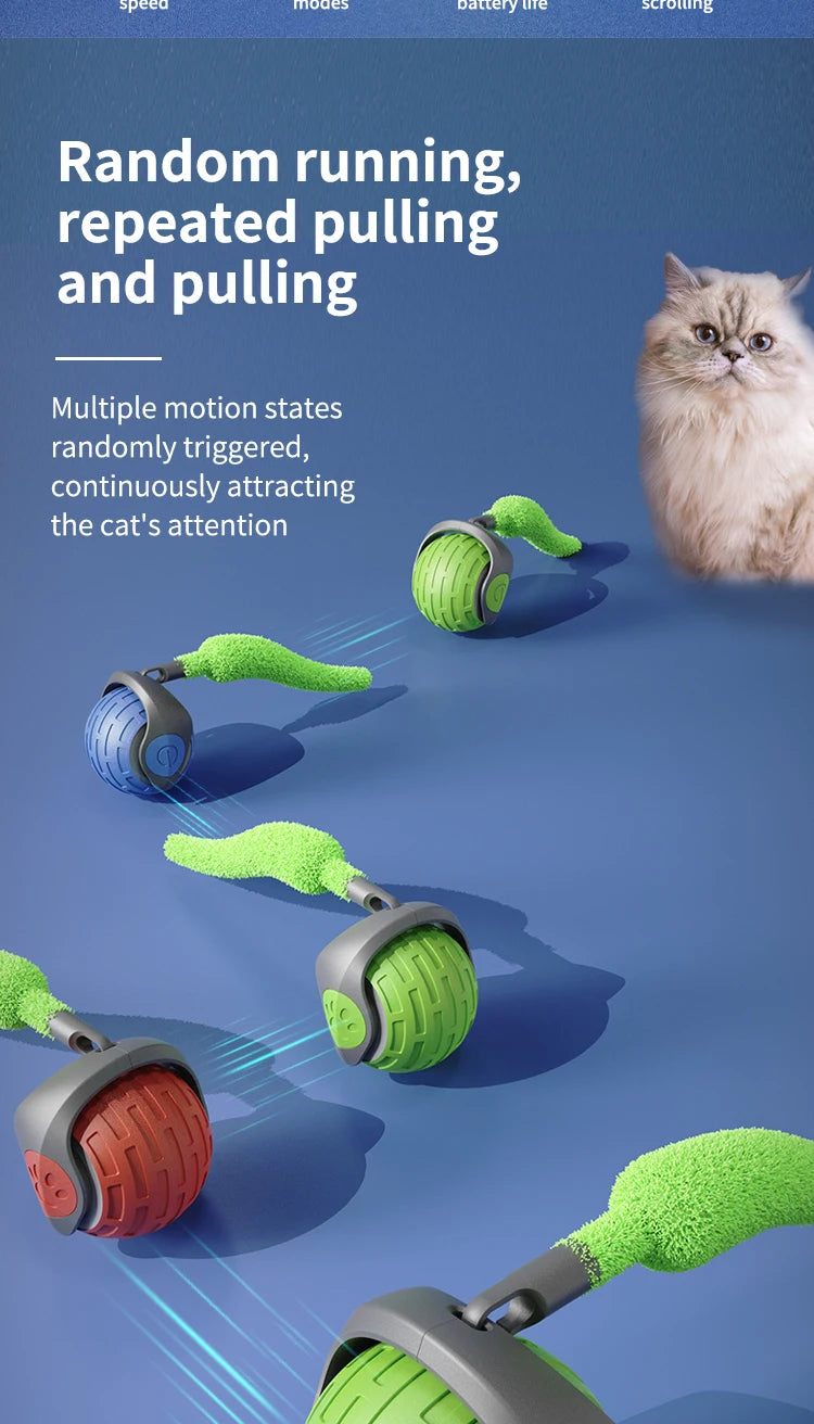 Speedy Tail 2.0 Automatic Cat Toy Ball, Interactive Moving Tail for Indoor Cats/Dogs with Replaceable Tail, Smart Pet Play