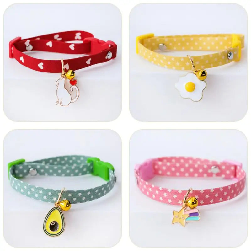 Collar Sakura Heart Fruit Cat Plaid Cat Collars Bell Cartoon Necklace Adjustable Collar for Cat Small Dog Pet Cat Accessories