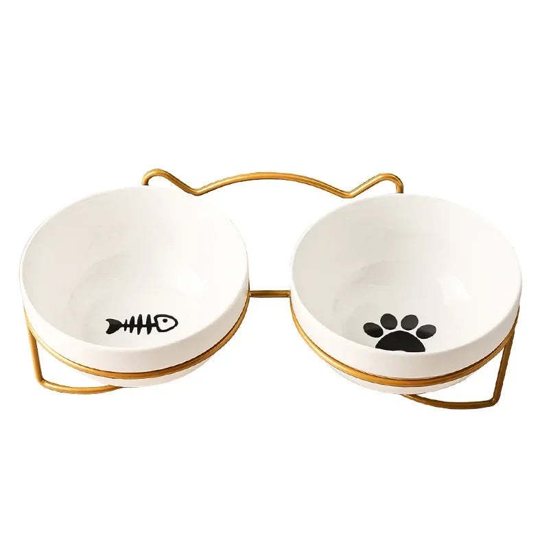 Ceramic Bowl Kitten Puppy Ceramic Bowl 500ML Pet Water Feeder Cat Food Feeding Dish Dispenser with Raised Stand Cat Accessories