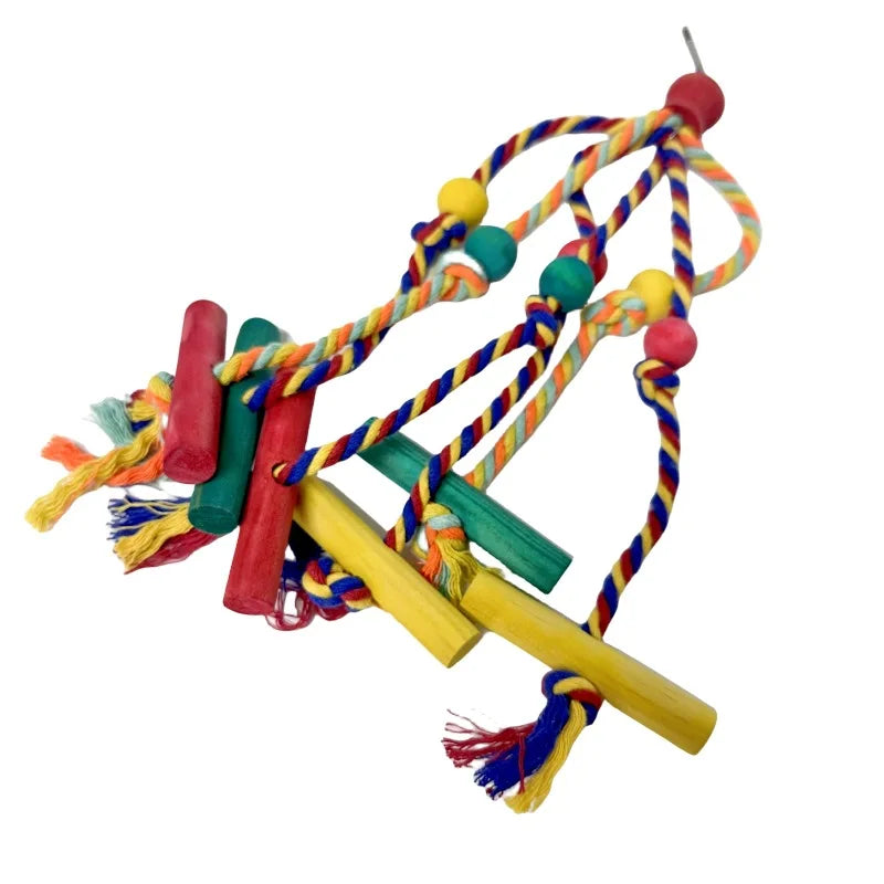 Birds Rope Parrot Toys Bird Accessories Wood Chewing Toy Cage Resistant Small Large Bird Toy Parrots Training Random Colors
