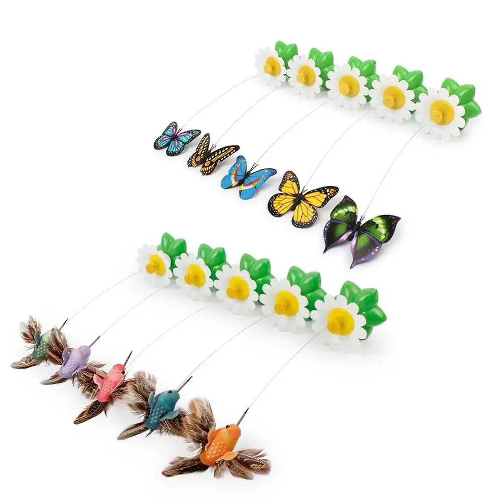 Rotating Electric Butterfly, Hummingbird And Bee Pet New Product Rotating Around Flowers To Cats And Butterflies Pet Toys