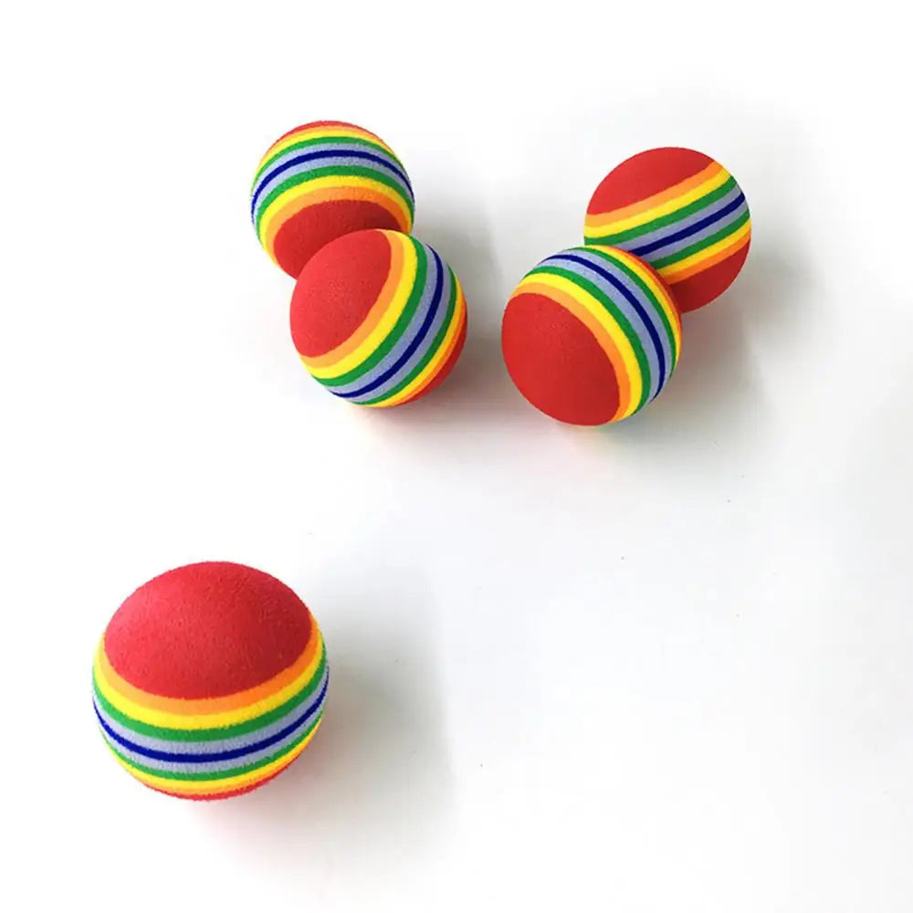 Funny Pet Dog Puppy Rainbow Striped Chewing Interactive Ball Teething Toy indoor toy balls funny cool toys for dogs and cats