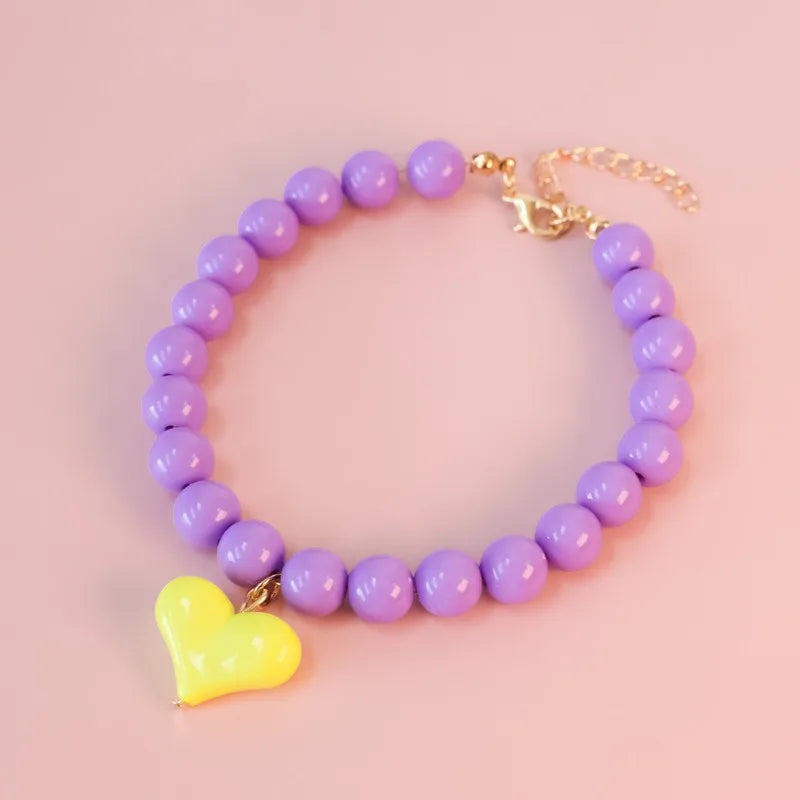 Party Dog Accessories Custom Pet Supplies Pinkycolor Plastic Cat Neck Collar Pearl Dog Necklace Small Dog Bib Size Animal Choker