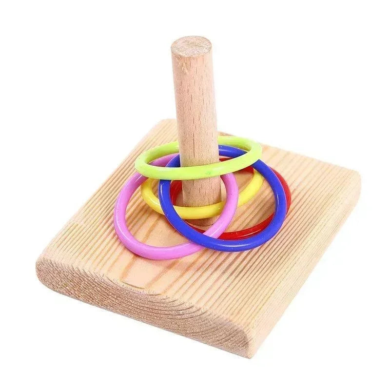 Bird Training Ring Toy Wooden Parrot Educational Toys Intelligence Training Interactive Bird Toys Bird Supplies Random Color